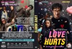 Front cover of the Love Hurts DVD: a man with glasses and a woman against a dark backdrop, with a bold pink-yellow title and hearts around them.