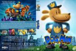 Front and back cover of the Dog Man DVD: a cartoon police dog in a blue uniform on the right, with a collage of characters and cityscape on the left, conveying a kids' animated film about hero dogs.