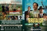 Front cover of The Brutalist DVD: collage of actors in vintage suits, bold yellow title THE BRUTALIST, car and blue-green background elements suggesting an Americana setting.