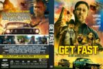 Movie poster for Get Fast, featuring gun-wielding men, explosions, and fast cars, with bold yellow title.