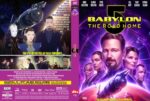 DVD cover for Babylon: The Road Home with a purple cosmic backdrop, featuring the main characters center-left and a starship in the upper left, bold yellow title across the top.