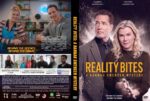 Front cover poster for Reality Bites: A Hannah Swensen Mystery, showing a man in a suit and a blonde woman with a serious expression and a bold orange title.