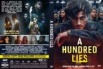 Front and back cover of the DVD for 'A Hundred Lies': the front shows a tense young man gripping a chain with a blue/red glow and the film title in bold white letters; the back features a collage of cast, a synopsis, and credits.