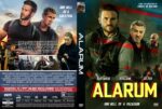 Front cover of the 'ALARUM' DVD: three men in jackets with a bold yellow title and tagline 'One hell of a vacation' against a dark, action-toned background.