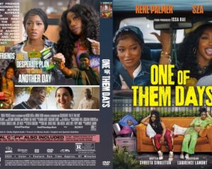 Front and back DVD cover for 'One of Them Days' featuring two women in a car on the front, and a collage of scenes and cast on the back.