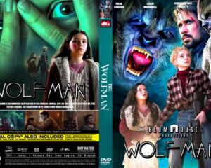 Back cover: green-tinted monstrous face looming over a girl, with the Wolf Man title and film details along the bottom edge.