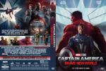 Front cover of Captain America: Brave New World DVD featuring Captain America in the foreground with a blue starry background and Marvel branding.