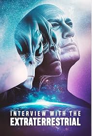 Poster for Interview with the Extraterrestrial, featuring two blue-toned profiles against a space background with the title at the bottom.