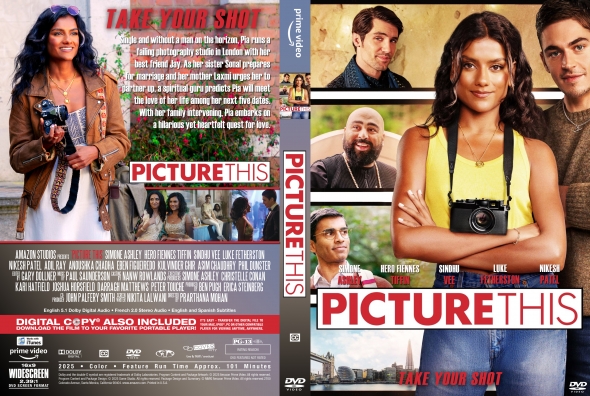 DVD cover for 'Picture This' featuring a young woman with a camera in a yellow top and a collage of friends, with the bold title 'PICTURE THIS' and the tagline 'Take Your Shot'.