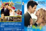 Front cover: a bride and groom smiling at each other on a blue sky background for All My Life.