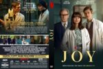 Front cover of the film Joy DVD: right side shows three scientists in white coats standing together, gold title JOY, Netflix logo, and the tagline 'Three pioneers. One vision. The birth of IVF.'