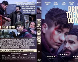 Front cover of the Bring Them Down DVD: two men in a tense pose, one with a bloody cut on his cheek, blue lighting and the film title in bold white letters at the top or right edge.