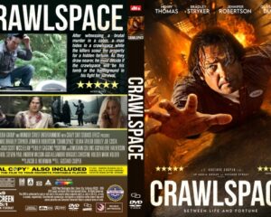 Crawlspace DVD cover: a man reaches toward the viewer amid flames, with the bold title Crawlspace and cast names above.