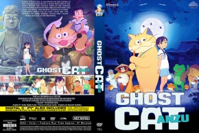 Front and back DVD cover for Ghost Cat Anzu; front shows a yellow cat with a girl on a blue ocean background with the bold title Ghost Cat Anzu.