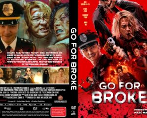 Front cover of the Go For Broke DVD: a blond man aims a pistol amid a fiery red action scene with the title at the bottom.