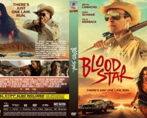 Front cover of Blood Star DVD: a desert sunset scene with a sheriff aiming a rifle, a woman holding a gun, and a red-action title across the cover.