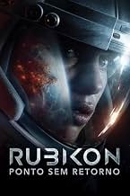 Poster for the film Rubikon: Ponto Sem Retorno, featuring a close-up of a helmeted astronaut against a space nebula background.