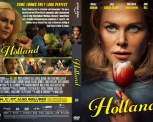 Front cover: close-up of a blonde woman holding a red apple, 'Holland' in yellow script below her portrait.