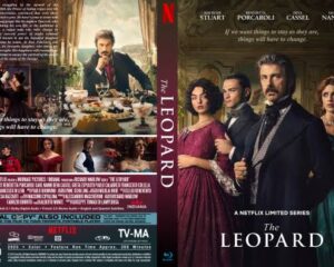 Netflix limited series cover for The Leopard: four leads in formal 19th‑century attire with the title at the bottom.