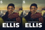 Two identical posters side by side: a woman with braided hair and a red scarf, against a sunset landscape, with bold 'ELLIS' text and 'Season 01' at the bottom.