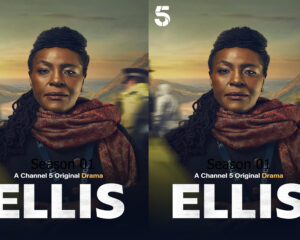Two identical posters side by side: a woman with braided hair and a red scarf, against a sunset landscape, with bold 'ELLIS' text and 'Season 01' at the bottom.