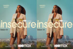 Promotional poster for HBO's Insecure: two mirrored images of a woman in a beige coat, with city skyline and 'Season 03' text in the foreground.
