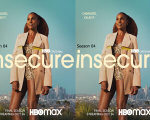 Two identical HBO promotional posters side by side featuring a woman in a beige coat against a blue skyline with 'Season 04' and 'Final Season' text and a city below.