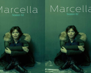 Mirrored promotional image: a woman in a fur-lined parka crouches against a green wall, with 'Season 02' text visible on each panel.