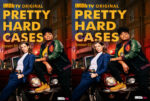 IMDbTV Original poster for Pretty Hard Cases, Season 03, showing two women posing on a motorcycle in a city street at night.