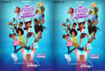 Promotional poster for The Proud Family: Louder and Prouder on Disney+, showing diverse characters celebrating together against a blue gradient background (Season 01).
