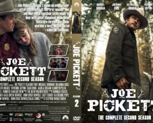 Front and back DVD cover for Joe Pickett: The Complete Second Season, featuring a man in a hat in a forest and a pair of characters on the left with title text.