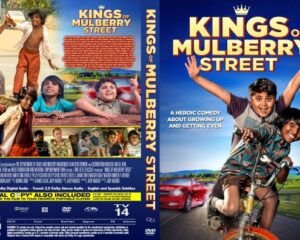 Front cover of the Kings of Mulberry Street DVD: two kids riding a bike toward the camera with a bold title above and a sunny countryside backdrop.