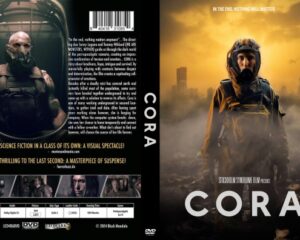 Front cover of CORA: a woman in survivor gear stands amid smoky ruins as a warm sunset glows, the title CORA bold at the bottom.