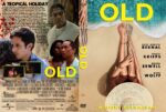 DVD cover for the film Old by M. Night Shyamalan, featuring cast photos on a sandy beach with a large yellow 'OLD' title.