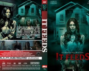 Front and back DVD cover for It Follows: teal-tinted house in background with a worried woman in the foreground; spine shows the title, and the back includes cast images, a plot blurb, and technical info.