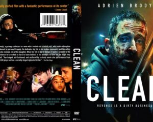 Dual-panel DVD cover for the film Clean: front shows a bruised man with a shotgun; back features a montage and synopsis text.
