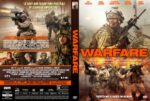 Front and back DVD cover for 'Warfare': desert battle image with soldiers aiming rifles; bold orange title on the spine and front.