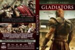 DVD cover for Gladiators: Again in the Arena, showing a muscular gladiator in bronze armor from the back against a stadium backdrop.