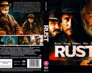 Front cover of the Rust DVD: rugged cowboys in hats with a bold 'RUST' title and desert lighting behind them.