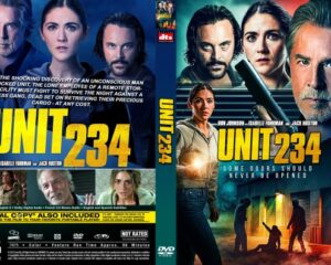 Front and back cover of the Unit 234 DVD: blue-toned collage of cast with bold yellow title and tagline 'Some doors should never be opened'.