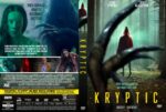 DVD cover for the horror film 'Kryptic' showing a hooded red-cloaked figure in a misty forest, clawed branches in the foreground, and a collage of cast at the bottom.