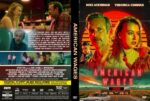 Front and back cover of the DVD 'American Wages': right side shows a man and woman against a red sunset with a retro diner and car; left side features collage panels and the film synopsis on the back