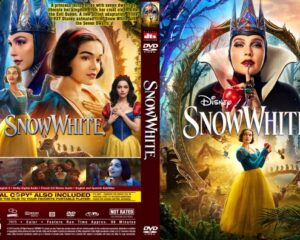 Front and back Snow White DVD covers with Snow White and the Evil Queen, vibrant forest artwork and the title 'Snow White' prominently displayed