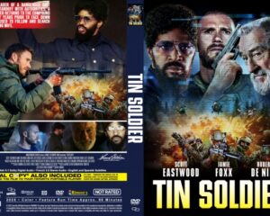 Front cover of Tin Soldier DVD: action scenes with a man aiming a gun, explosions, and the bold title Tin Soldier with cast names at the top-left.