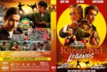 Dual DVD cover for Karate Kid Legends: left panel shows a young martial artist in a green robe with action scenes at sunset; right panel shows the title with older mentors and students in dynamic poses against a bold red-yellow background.