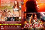 Red Sonja DVD cover featuring a red‑haired armored warrior with a sword, fiery background, collage of action scenes, and the title 'Red Sonja' with the tagline 'A hero will rise, an empire will fall.'