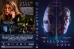 Front cover of the horror film 'Hallow Road' DVD showing two characters' faces with a neon title.