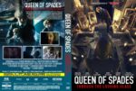 Front and back DVD cover for Queen of Spades: Through the Looking Glass; a girl on a staircase among glowing portraits.