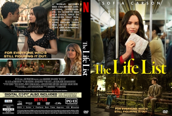 Front cover of The Life List DVD: a young woman in a leather jacket holds a notebook in a city setting, with the film title prominently displayed above.