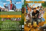 Movie poster for Happy Gilmore featuring Adam Sandler as a hockey-playing golfer, with a crowd and beach backdrop on the right and the title across the top left edge.